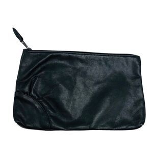 Retro 80s TONI Clutch Purse Wristlet Black Leather Pleated Regency Glam Holiday